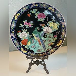 Antique Hand Painted Arita Imari Yamatoku Enamel Paint Plate Wall
Hanger Signed